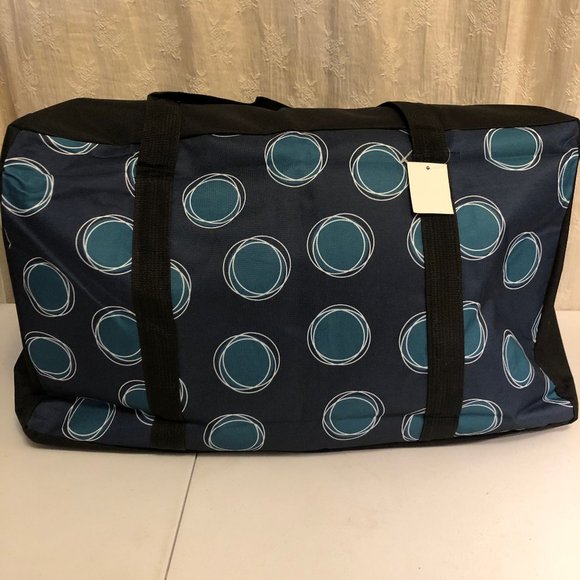 NWT Large Nylon Shopper Tote Storage Bag Blue - Picture 1 of 5
